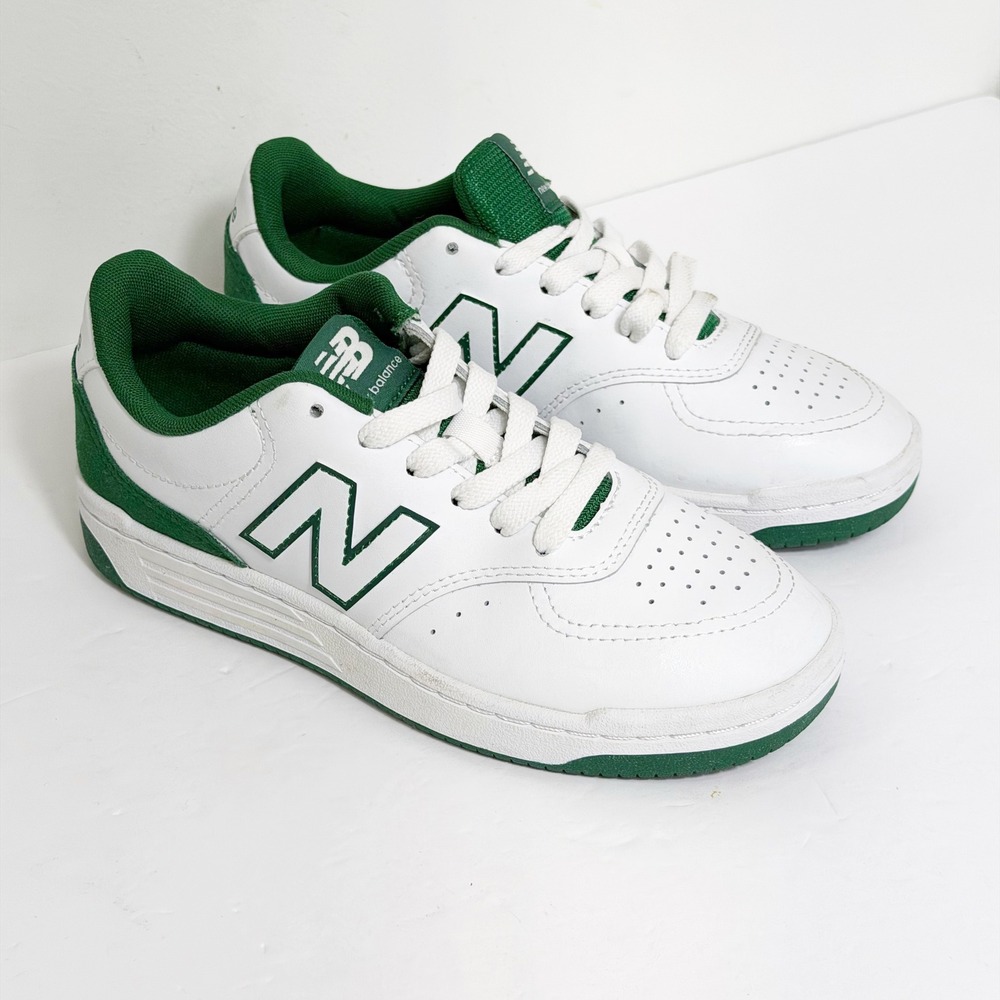 New Balance 80 Court Sneakers Boys 4.5 White Green GSB80GRN Low Top